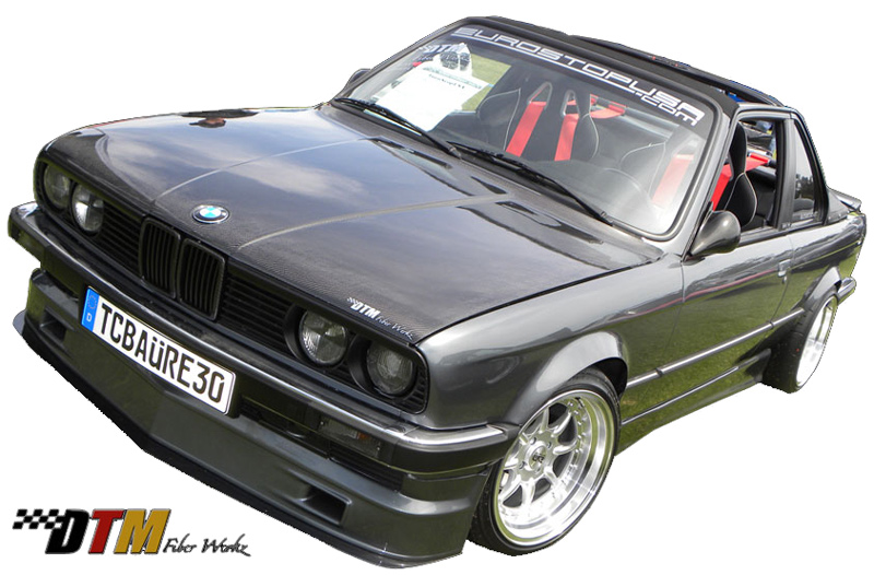DTM Fiber Werkz BMW E30 OEM style Hood FRP or CFRP